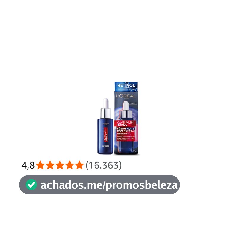 L'Oréal Paris Revitalift Sérum Facial Noturno com Retinol Puro, Corrige Rugas Profundas, Uniformiza o Tom da Pele, Melhora a Textura e Firmeza, Ação Antienvelhecimento, 30ml