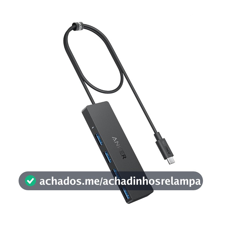 Anker Hub USB C 4 em 1, Adaptador 4 Portas USB 3.0 5Gbps, Cabo Longo 60cm