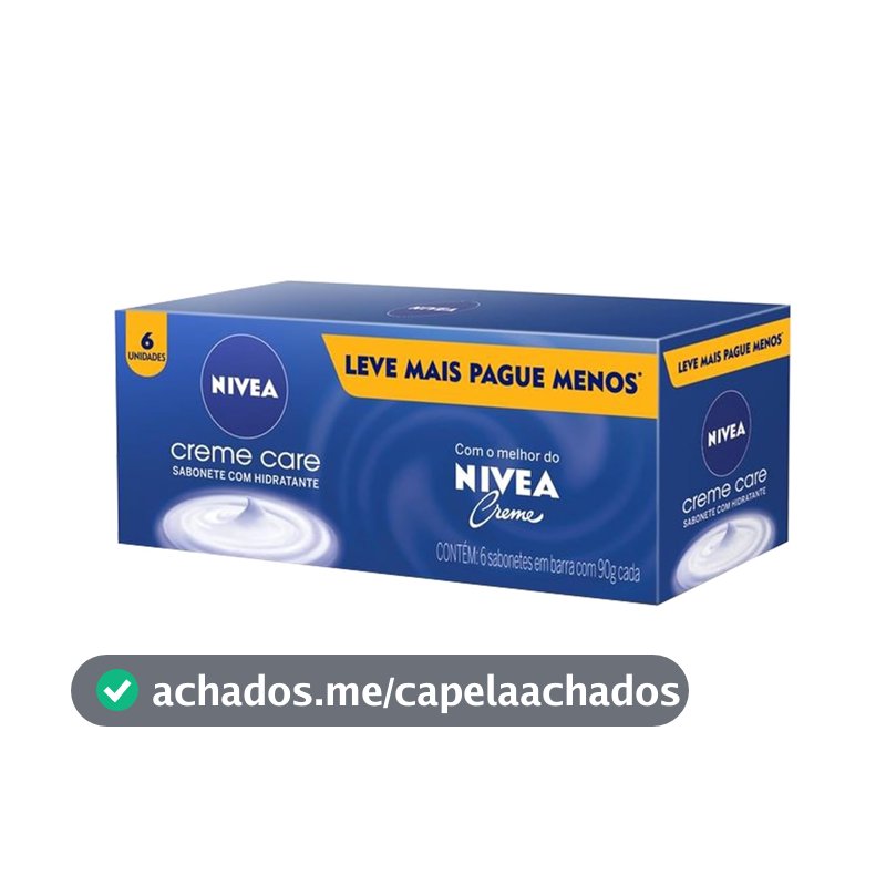 Sabonete em Barra NIVEA Creme Care, 90g, Pack com 6 Unidades