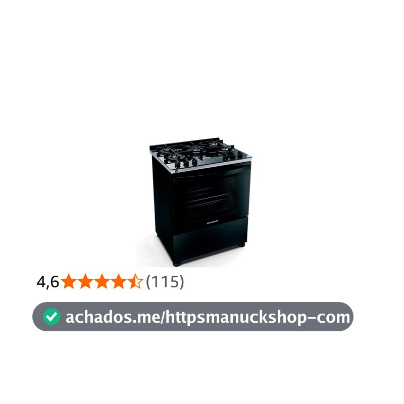 Fogão 5 Bocas de Piso Brastemp Mesa de Vidro Bivolt Preto BFS5VCE