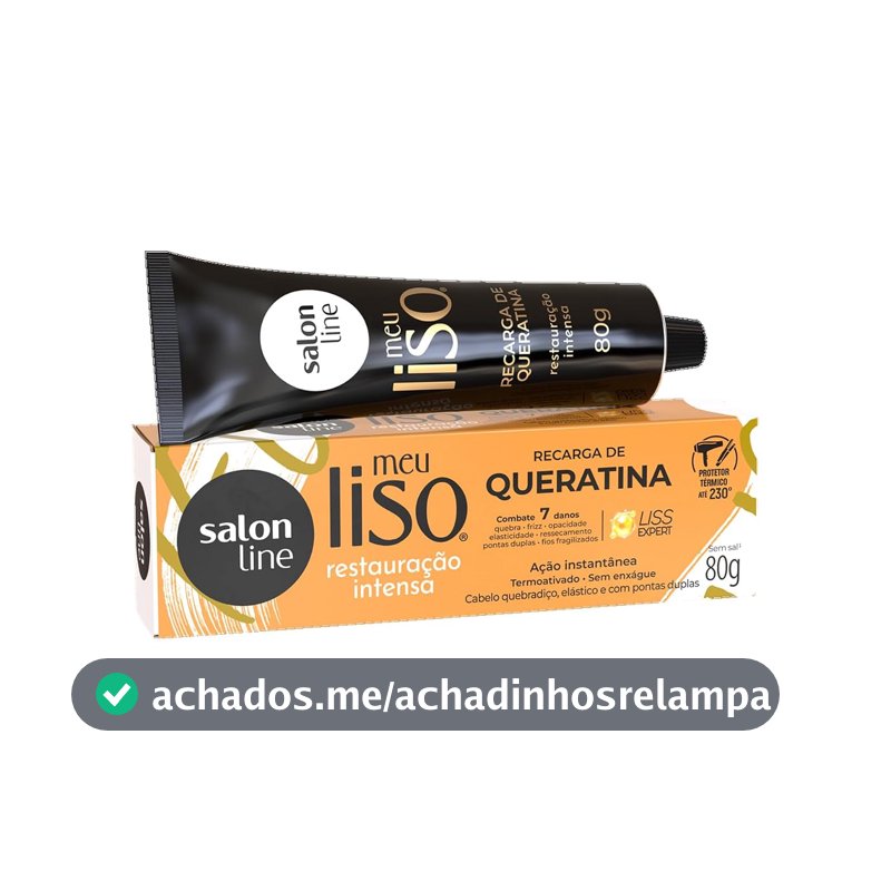 Salon Line, Recarga de Queratina, Meu Liso, Restauração Intensa, Vegana - Cabelos Lisos, 80 g