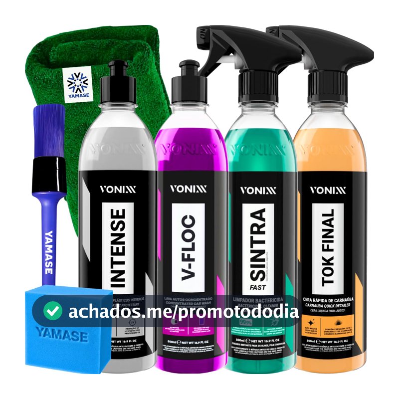 Limpeza Automotiva Completa Shampoo V-floc Revitalizador Intense Cera Tok Final Limpador Sintra Fast Pano Vonixx