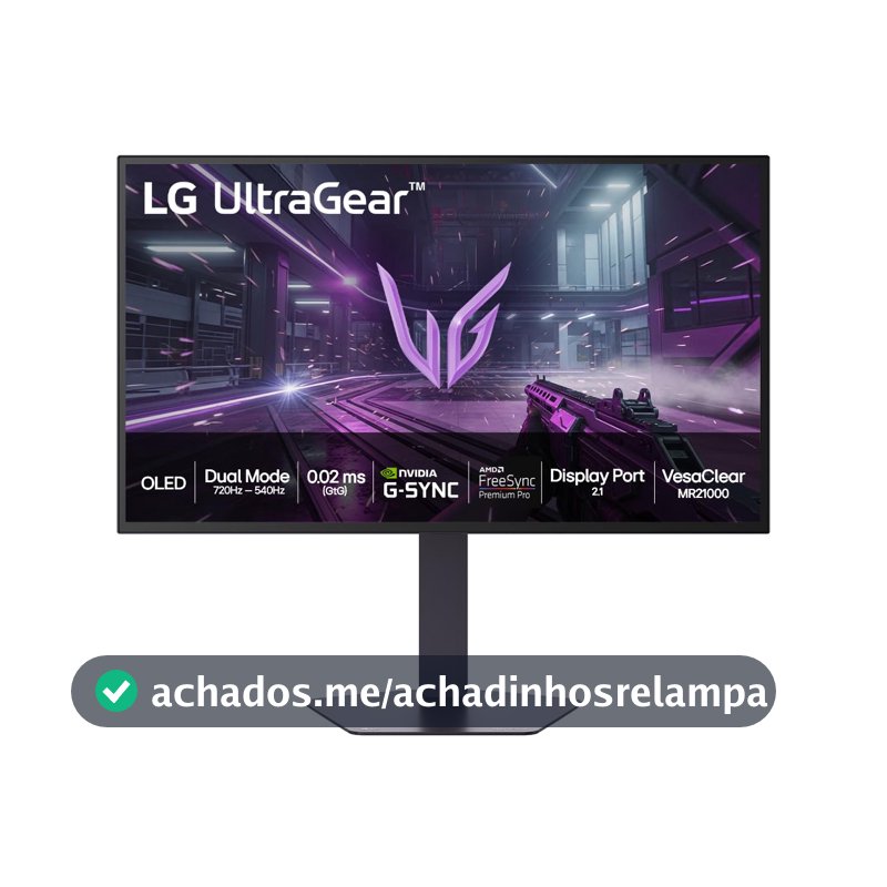 Monitor LG UltraGear OLED 32“, UHD 4K, 330Hz, Dual Mode, 0,03ms (GtG), AMD FreeSync Premium, Nvidia G-Sync, DCI-P3, DisplayHDR True Black 400, Preto – 32GX850A