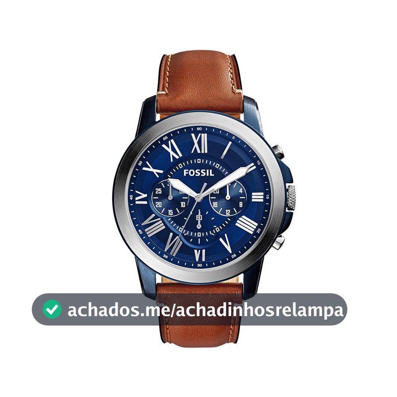 Fossil Relógio masculino, cronógrafo de aço inoxidável de quartzo Grant para homens
