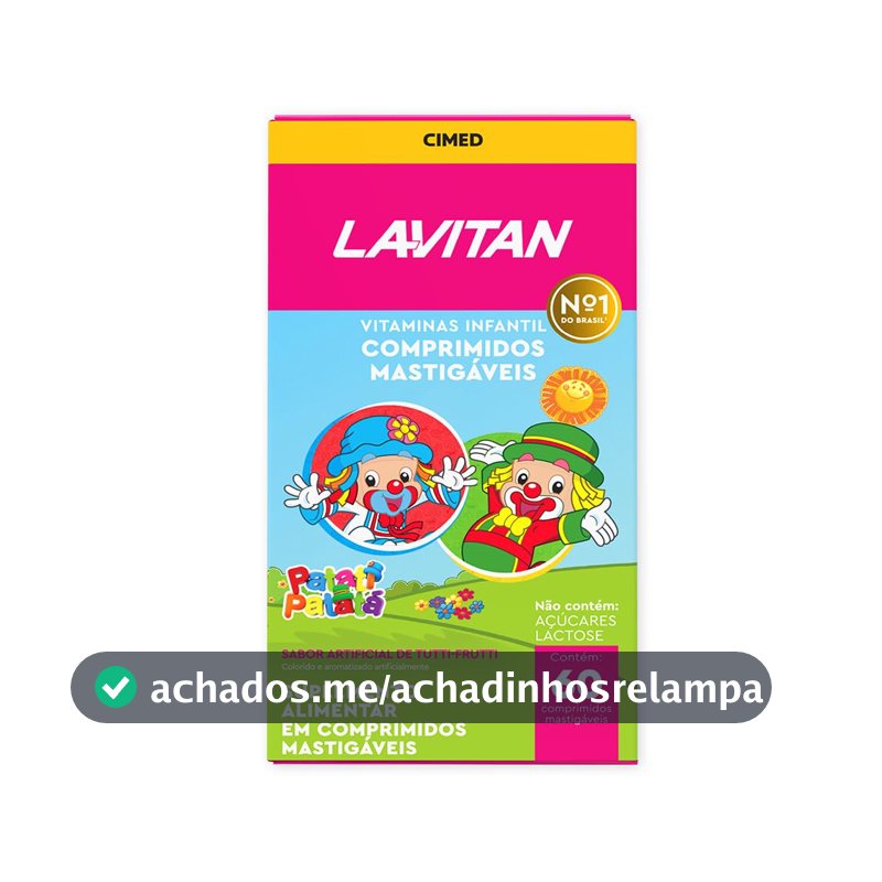 Vitamina Infantil Mastigável Tutti Frutti, rosa, Lavitan, 60 cápsulas