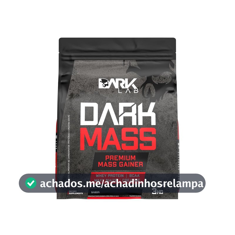 Hipercalórico Dark Mass Dark Lab, 3kg, Chocolate Branco com Morango, Ganho de Massa