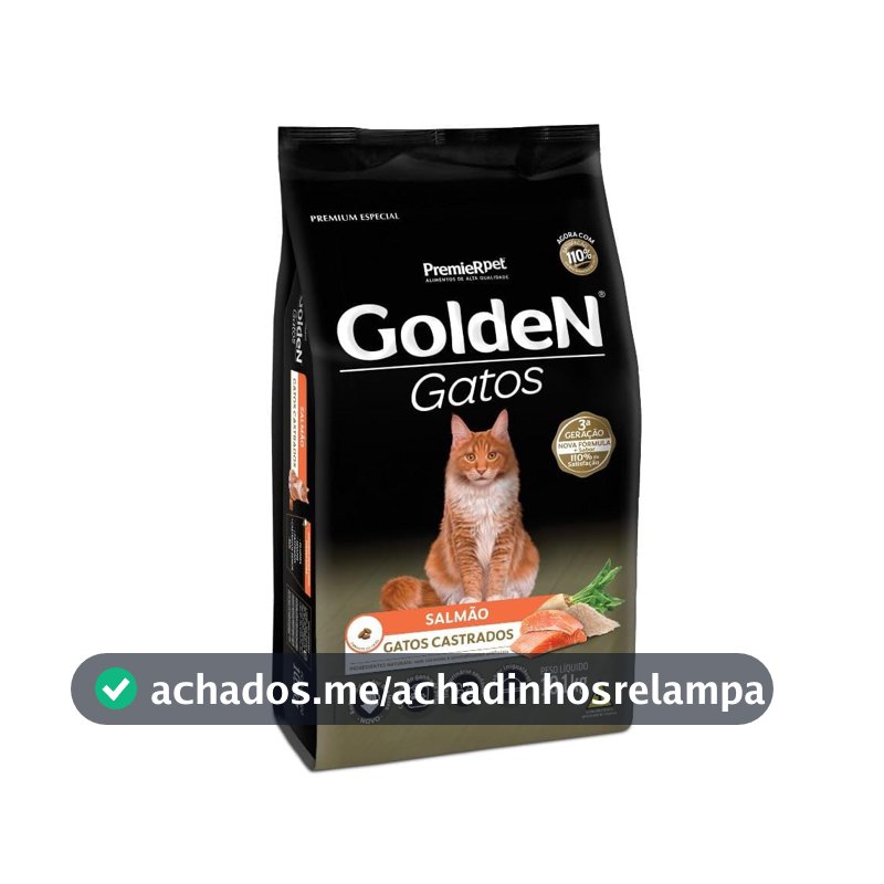 Golden Ração para Gatos Adultos Castrados Sabor Salmão - 10,1kg Premier Pet Adulto