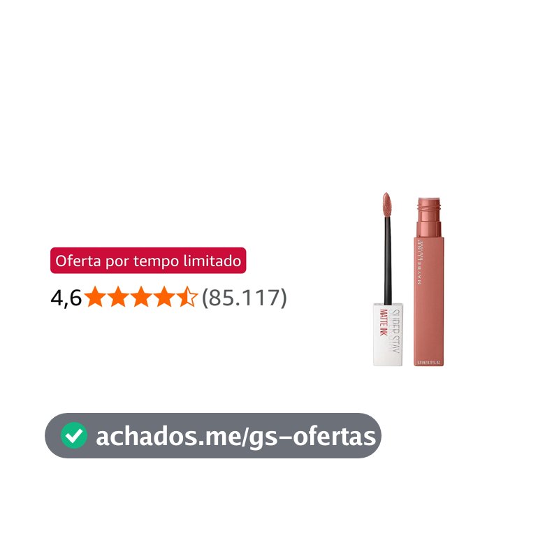 Maybelline SuperStay Matte Ink Batom Líquido Matte Longa Duração 16H com Aplicador Preciso, Não Transfere e Cor Intensa, Acabamento Matte Confortável, Cor 65 Seductress Nude Bege, 5ml