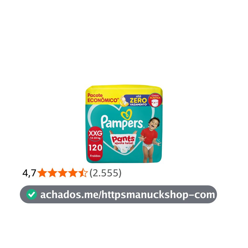 Fralda Pampers Pants Ajuste Total Tamanho XXG, 120 Unidades