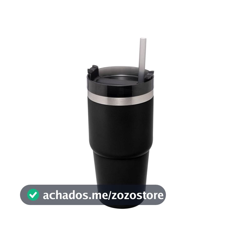 WOLFF - Copo Térmico Parede Dupla SlimTerm com Base Ergonômica e Canudo Preto 590ml