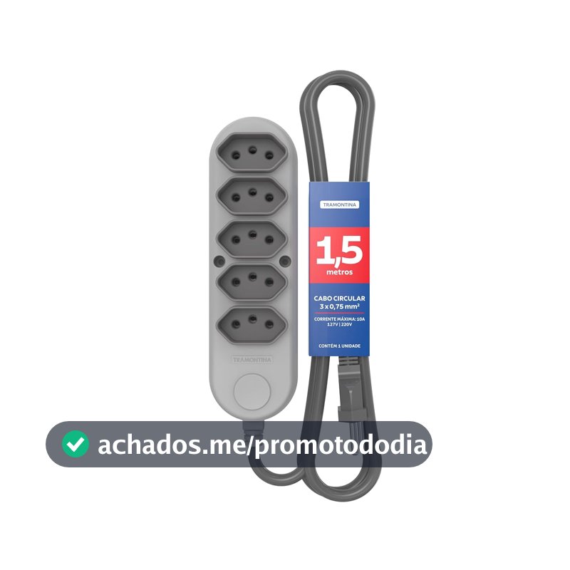 Tramontina Extensão Múltipla 5 Tomadas 2P+T 10 A 250 V 1,5 m