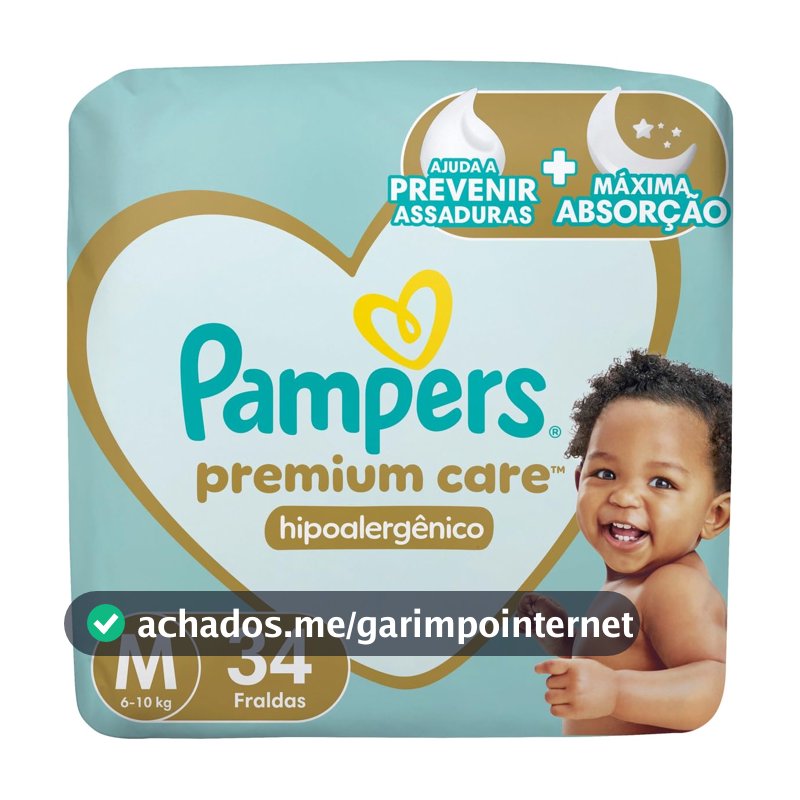 Fralda Pampers Premium Care Tamanho M 34 Unidades