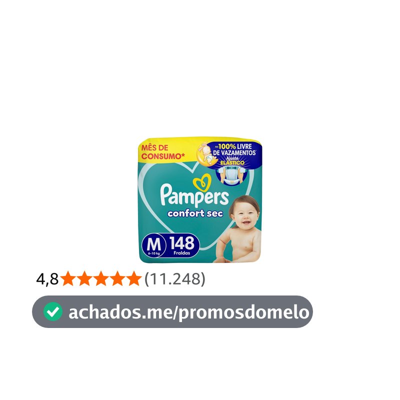 Fralda Pampers Confort Sec Tamanho M 148 Unidades