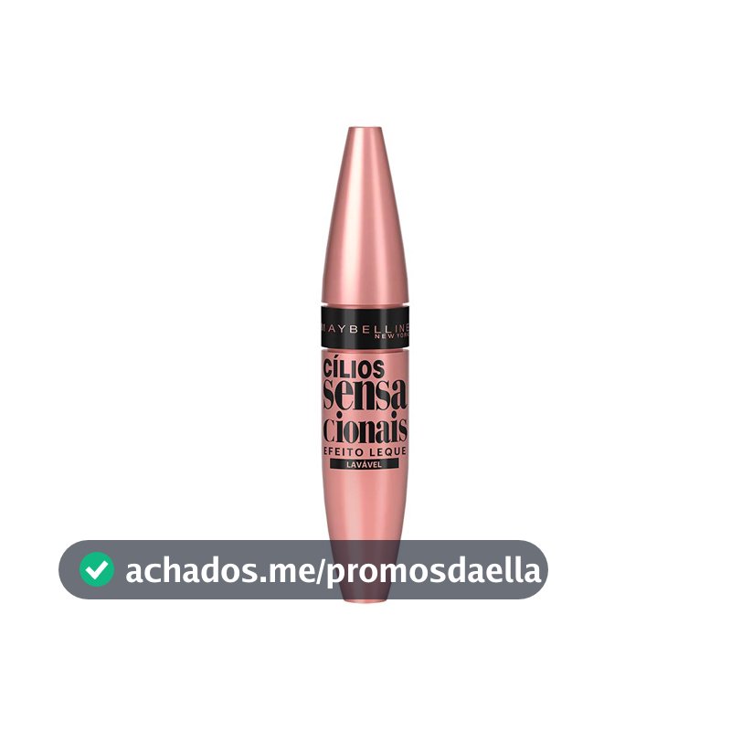 Maybelline NY Cílios Sensacionais Máscara de Cílios Lavável, Efeito Leque com Volume e Definição, Longa Duração e Não Empelota, Cor Preto Intenso, 9,5ml