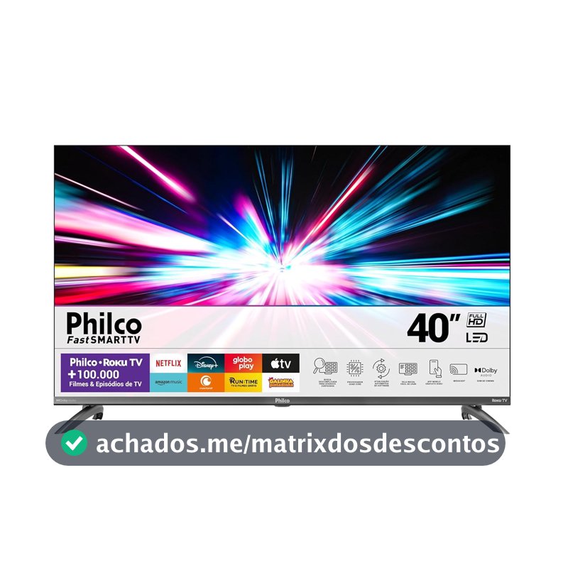 Smart TV 40” Philco Roku TV LED Dolby Audio PTV40M9GR2CGB