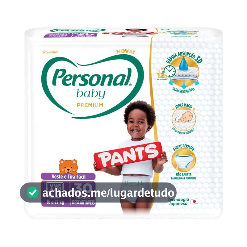 Personal Fralda Descartável Infantil Pants Baby Premium XXG, 30 Unidades