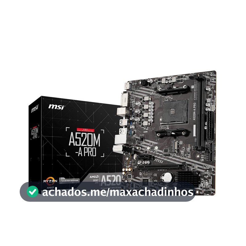 Placa Mãe MSI A520M-A PRO (AM4/2xDDR4/HDMI/DVI-D/M.2/USB 3.2)