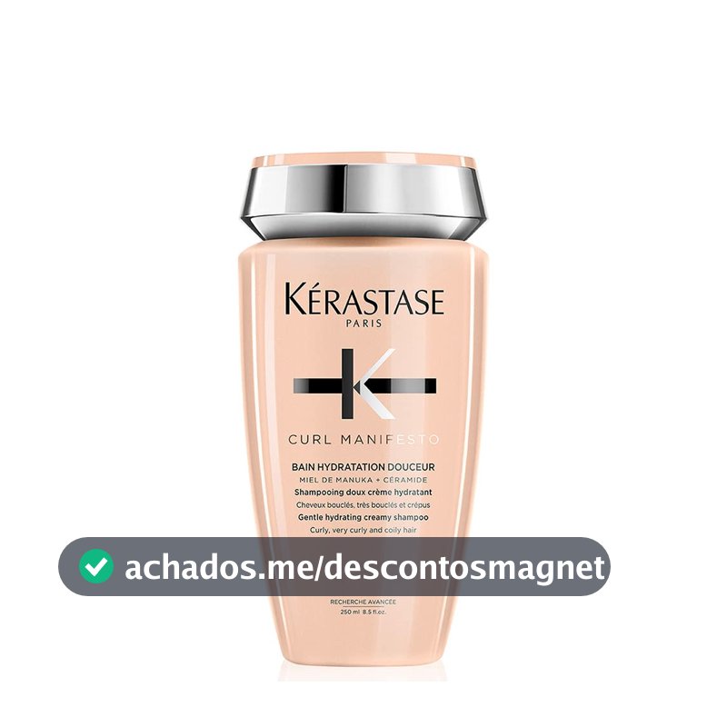 Kérastase Shampoo Curl Manifesto Bain Hydratation Douceur, Cabelos cacheados ou crespos, Definição de cachos, Mel de Manuka, Glicerina, Ceramidas, 250 ml