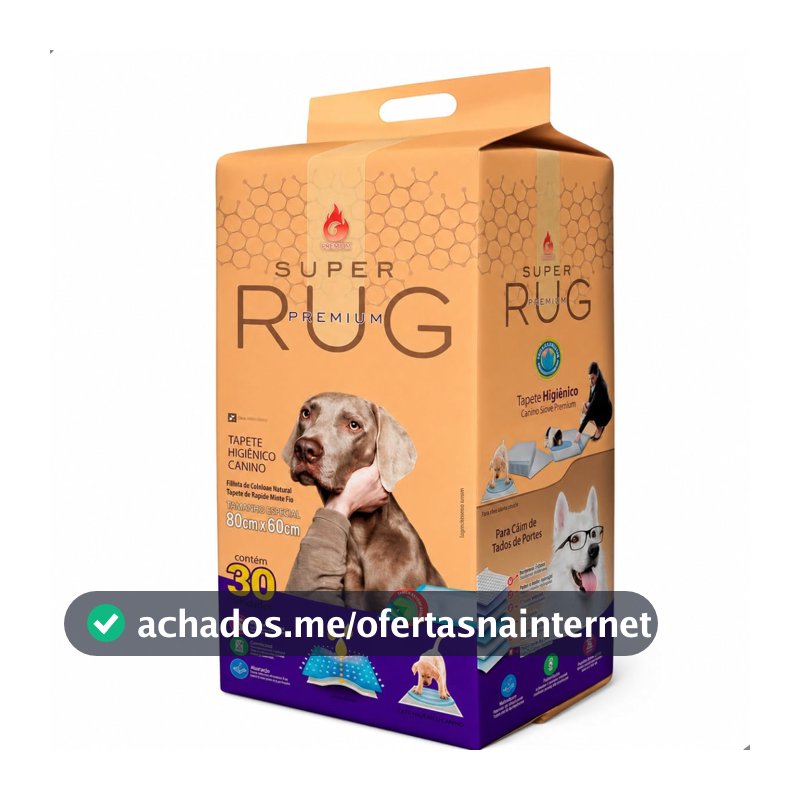 Tapete Higiênico Rug 80x60 30UN Alta Absorção Descartável Antivazamento