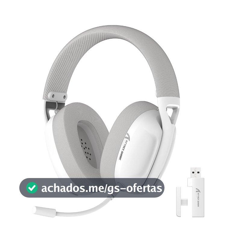 ATTACK SHARK Fone de ouvido sem fio L80, fones de ouvido para jogos USB de 2,4 GHz com Bluetooth 5.2, bateria 50H, microfone com cancelamento de ruído, com fio de 3,5 mm, branco