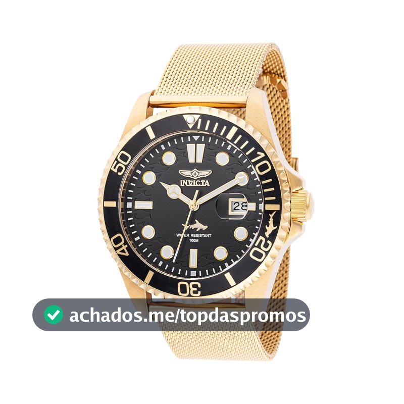 INVICTA Mostrador masculino Pro Diver 43 mm de aço inoxidável dourado e quartzo PC32
