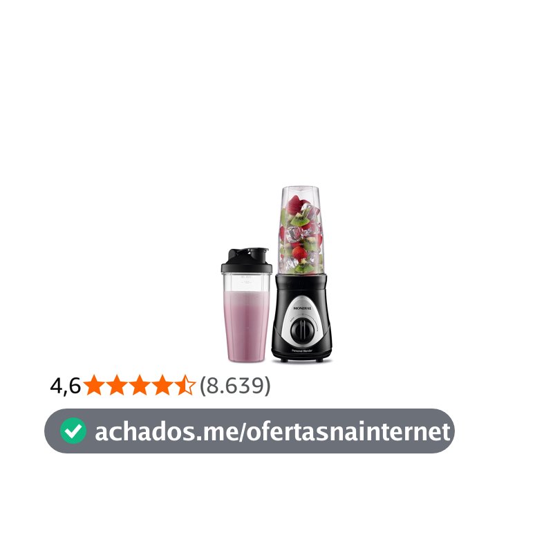 MONDIAL Personal Blender, Preto/Prata, 300W, 110V - DG-01