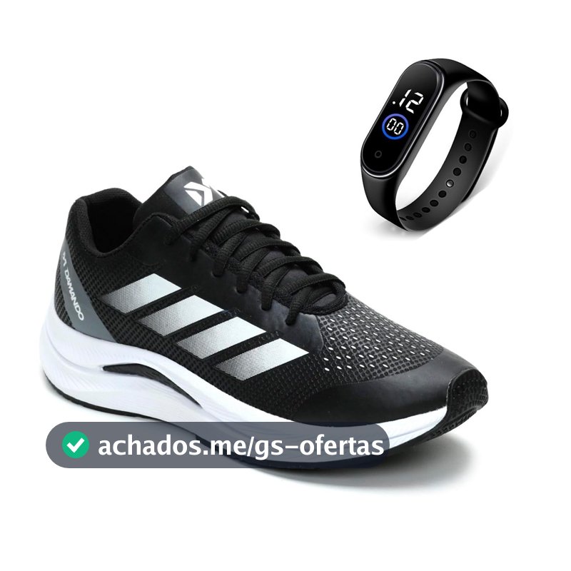 DM DAMANDO Tênis Masculino para Corrida, Academia e Caminhada Leve, Macio e Esportivo + Relógio Digital Vermelho