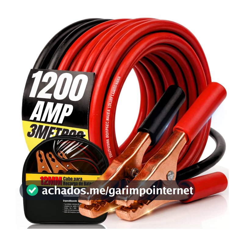 Cabo Chupeta Para Carro 1200A 3 Metros Cabo De Transferência De Energia 12V 24V Com Garras Metálicas Reforçadas Para Emergências Automotivas Carros Motos E Caminhões