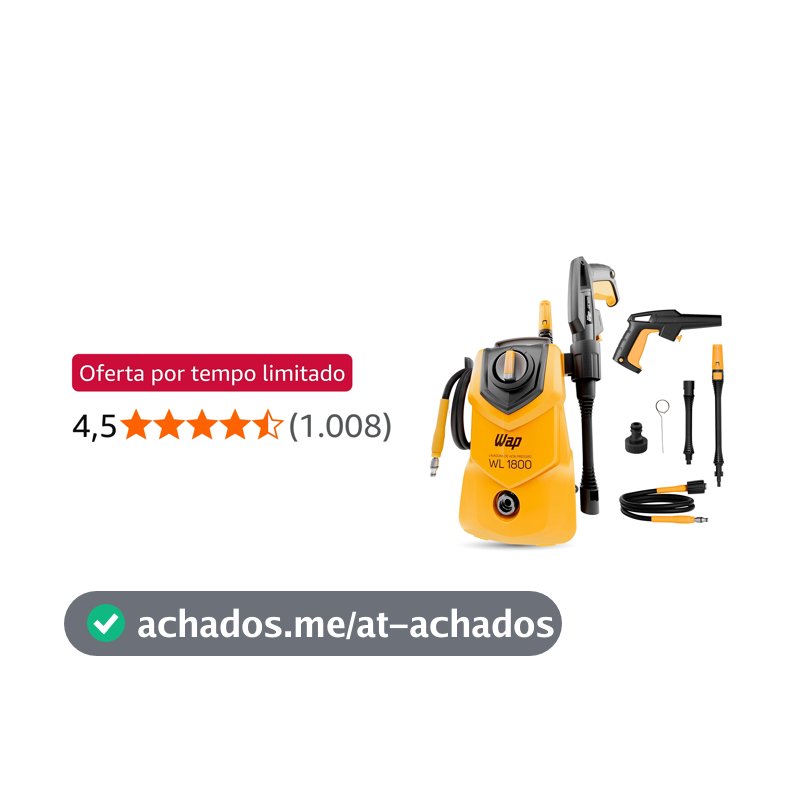WAP Lavadora de Alta Pressão WL 1800 360L/h Portátil, com Jato em Leque e Concentrado 1500psi 1400W 127V