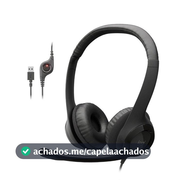 Headset com fio USB Logitech H390 com Almofadas Confortáveis, Controles de Áudio Integrado e Microfone com Redução de Ruído - Preto
