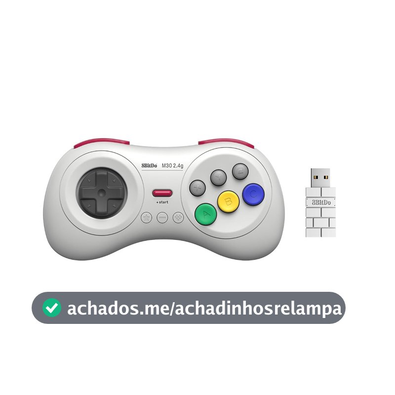 8Bitdo M30 2.4G Wireless Gamepad for Sega Genesis Mini and Mega Drive Mini and Switch with 6-Button Layout (White)