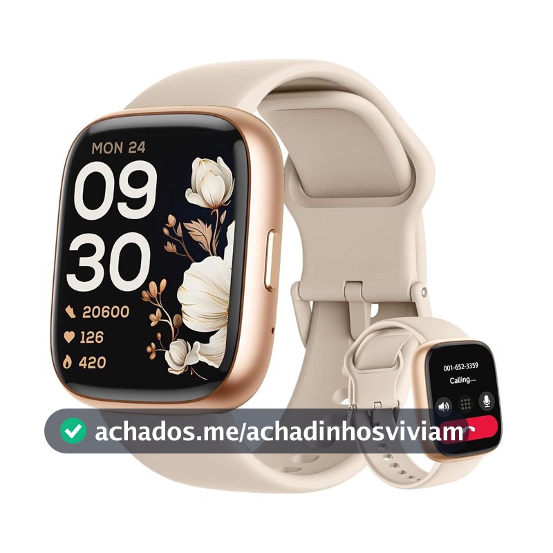 SmartWatch Feminino 1.83" Full Touch, Assistente de voz Alexa, IP68 a Prova d'Agua, Ligagoes Bluetooth, 110+ Modos Esportivos,Notificagoes Relogio Inteligentes, Compativel com iOS/Android