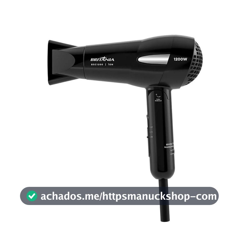 Britânia Secador de Cabelos BSC1200 Íon Tourmaline 1200W Preto Bivolt Automático