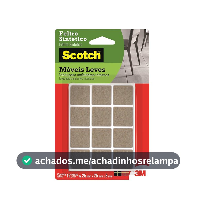 SCOTCH 3M Feltro Sintético Adesivo Móveis Leves Médio Marrom 12 Unidades