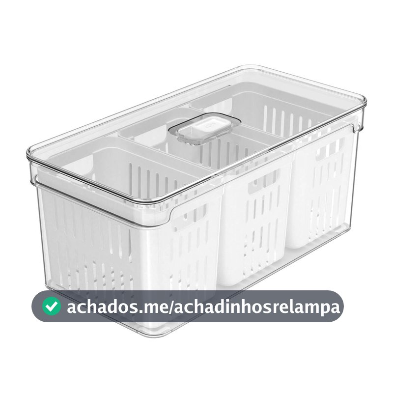 Ou Organizador de Geladeira com Cesto Triplo 5L Linha Clear Fresh