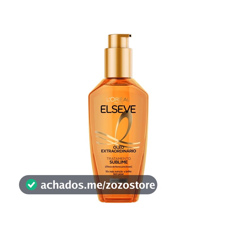 L'Oréal Paris Elseve Óleo Extraordinário Finalizador Capilar, Nutrição Profunda com 6 Óleos Preciosos, Anti-Frizz, Proteção Térmica até 230°C, Brilho Intenso para Todos os Tipos de Cabelo, 100ml