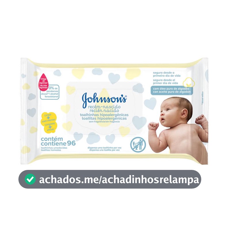 Lenços Umedecidos Johnson's Baby Recém-Nascido, 96 Unidades