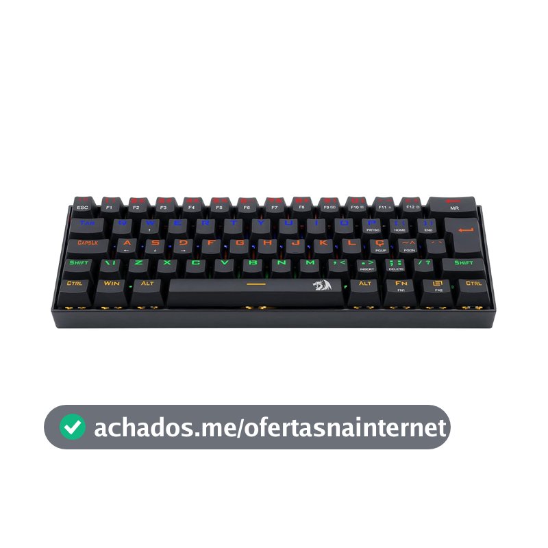 Teclado Mecânico Redragon Lakshmi 60% ABNT2 Iluminação Rainbow Switch Marrom Preto K606R