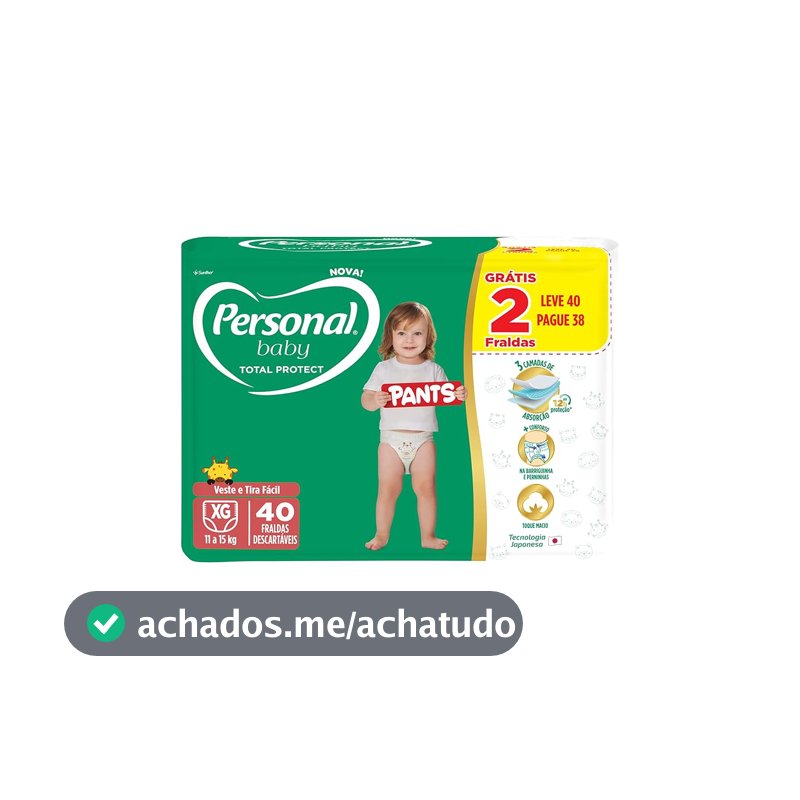 Personal Fralda Baby Total Protect Pants Extra G, 40 Unidades
