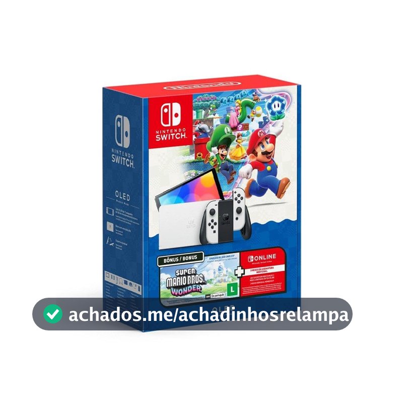Bundle Nintendo Switch OLED + Super Mario Bros Wonder + 3 Meses de Assinatura Nintendo Switch Online