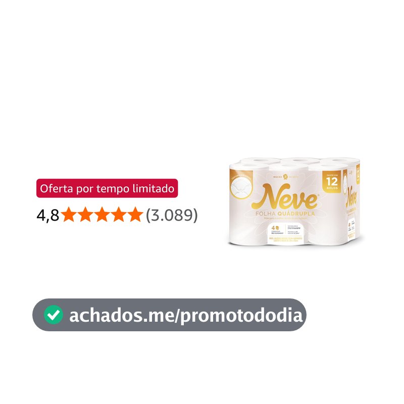 Neve Papel Higiênico Ultracomfort, Folha Quádrupla, 20m, 12 rolos