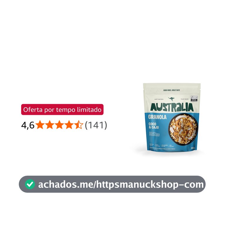 Granola Australia Coco e Caju, Sem Glúten, Vegano, 100% Natural, 300g