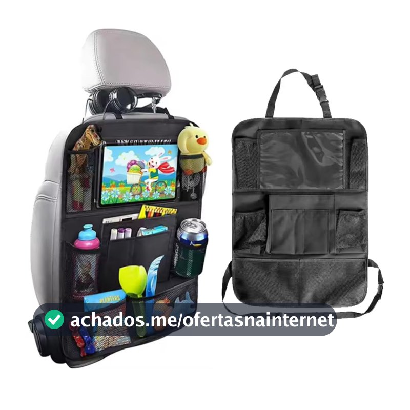 Organizador de Banco Traseiro para Carro com 10 Bolsos, Porta Objetos, Com Suporte para Tablet, Ideal para Viagens, Crianças, Pets, Uber, Táxi, Motorista de Aplicativo