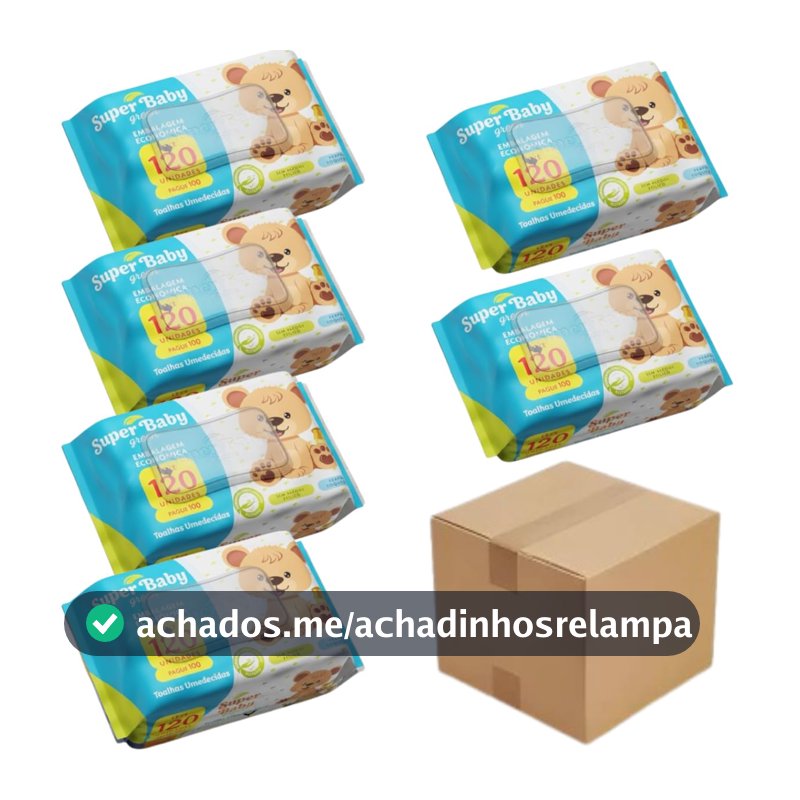 Kit 6 Pct Toalhas Umedecidas Lenços Bebê 120un Com Tampa Na Caixa