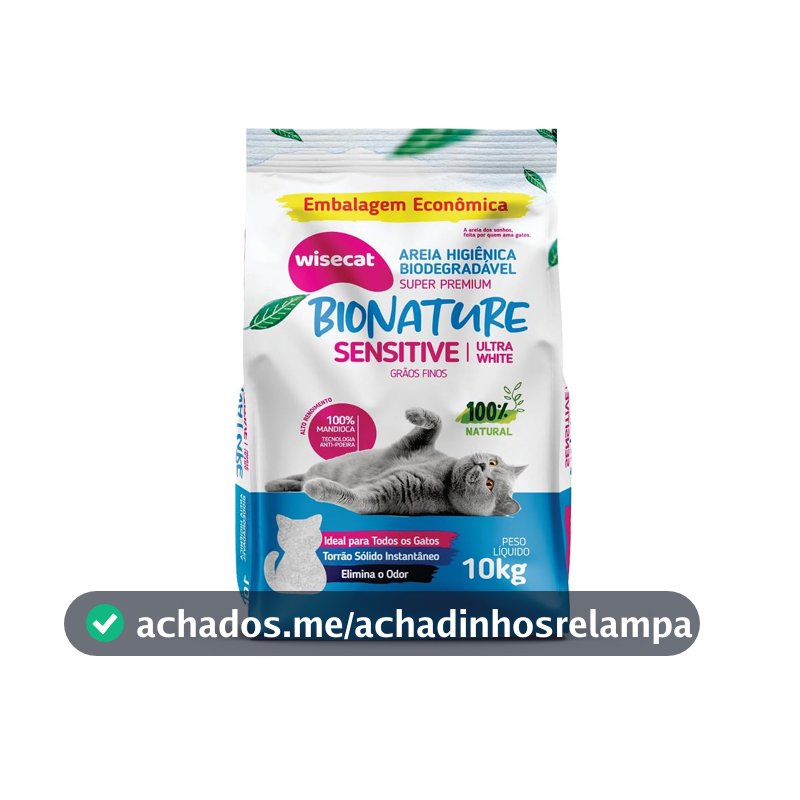 Bionature Sensitive Areia Higiênica para Gatos Biodegradável Wisecat 10kg