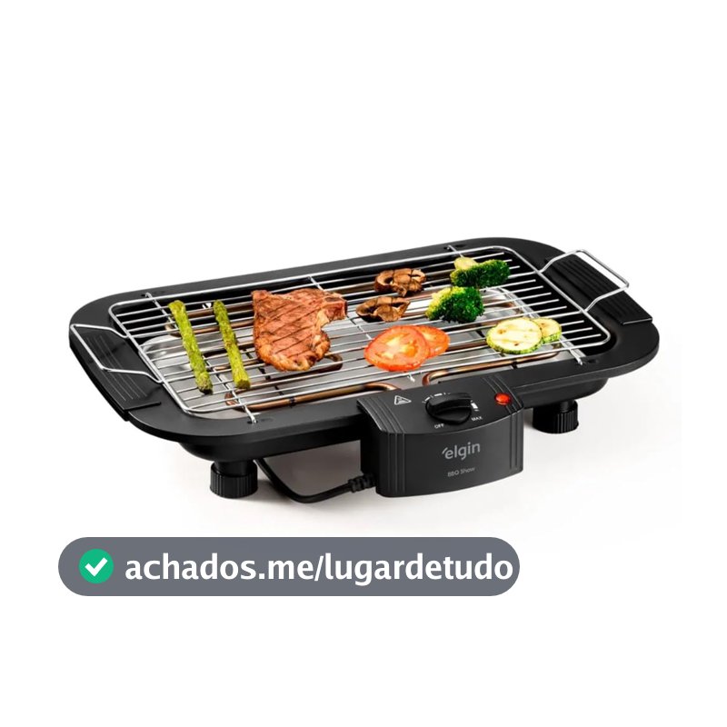 Churrasqueira Elétrica De Mesa Bbq Show Elgin 110V Com controle de temperatura, bandeja anti-fumaça e grelha removível