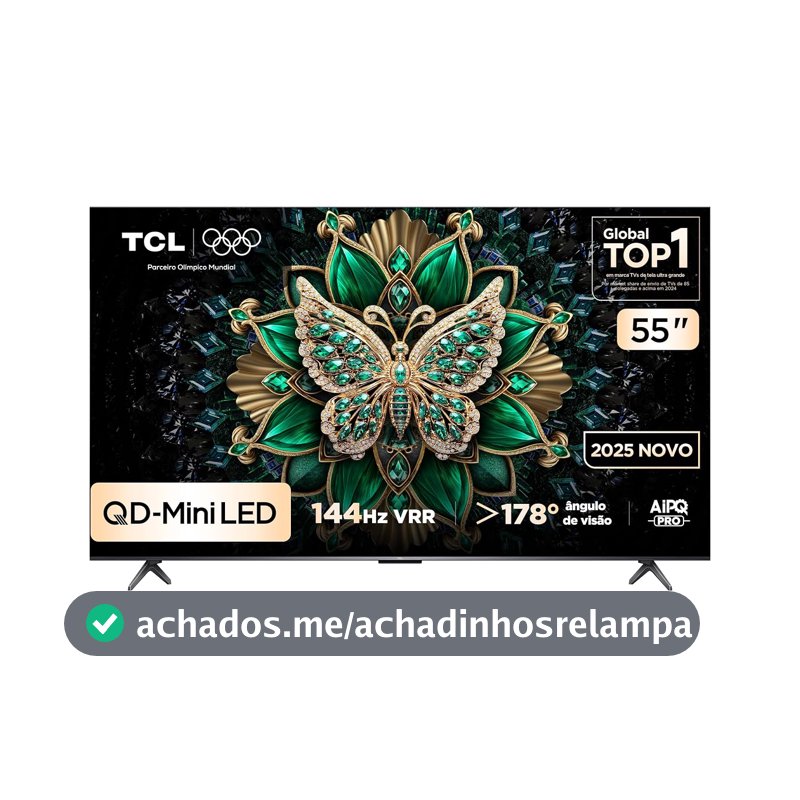 Smart TV TCL 55 Polegadas QD-Mini LED 4K C6K WiFi Bluetooth Google TV 4 HDMI 144Hz HDR10+ 55C6K