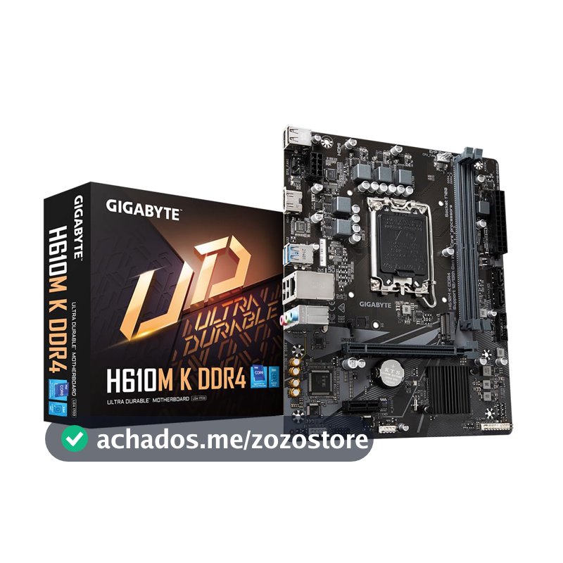 Gigabyte H610M K DDR4 Placa-Mãe Micro-ATX, Socket LGA 1700, DDR4, para Intel Core 12ª/13ª/14ª Geração