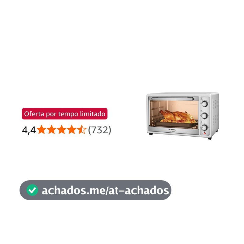 MONDIAL Forno Elétrico 52L Grand Family II, Branco/Inox, 1800W, 110V - FRN-52-W
