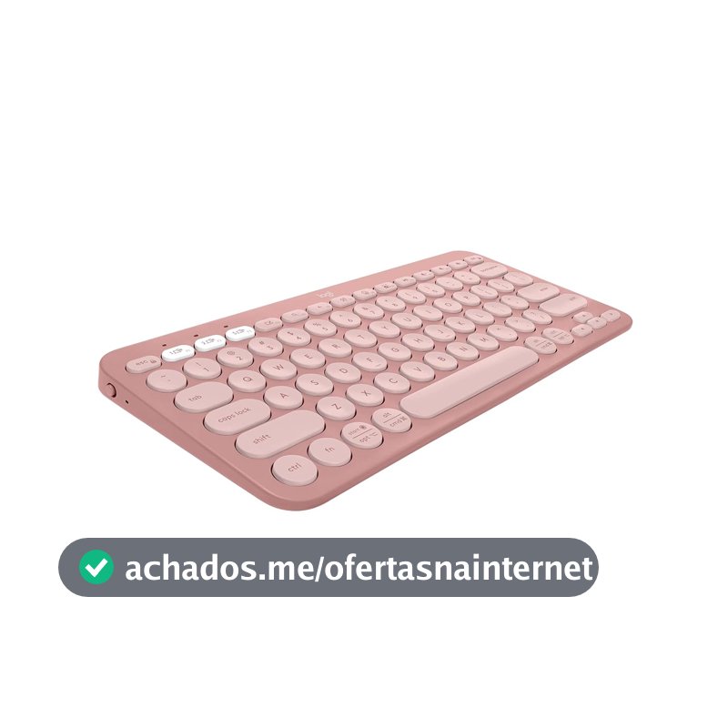 Teclado sem fio Logitech Pebble Keys 2 K380s com Conexão Bluetooth Easy-Switch e Pilha Inclusa - Compatível com PC, Mac, Chrome OS, Android, iOS e Apple TV, Layout US - Rosa